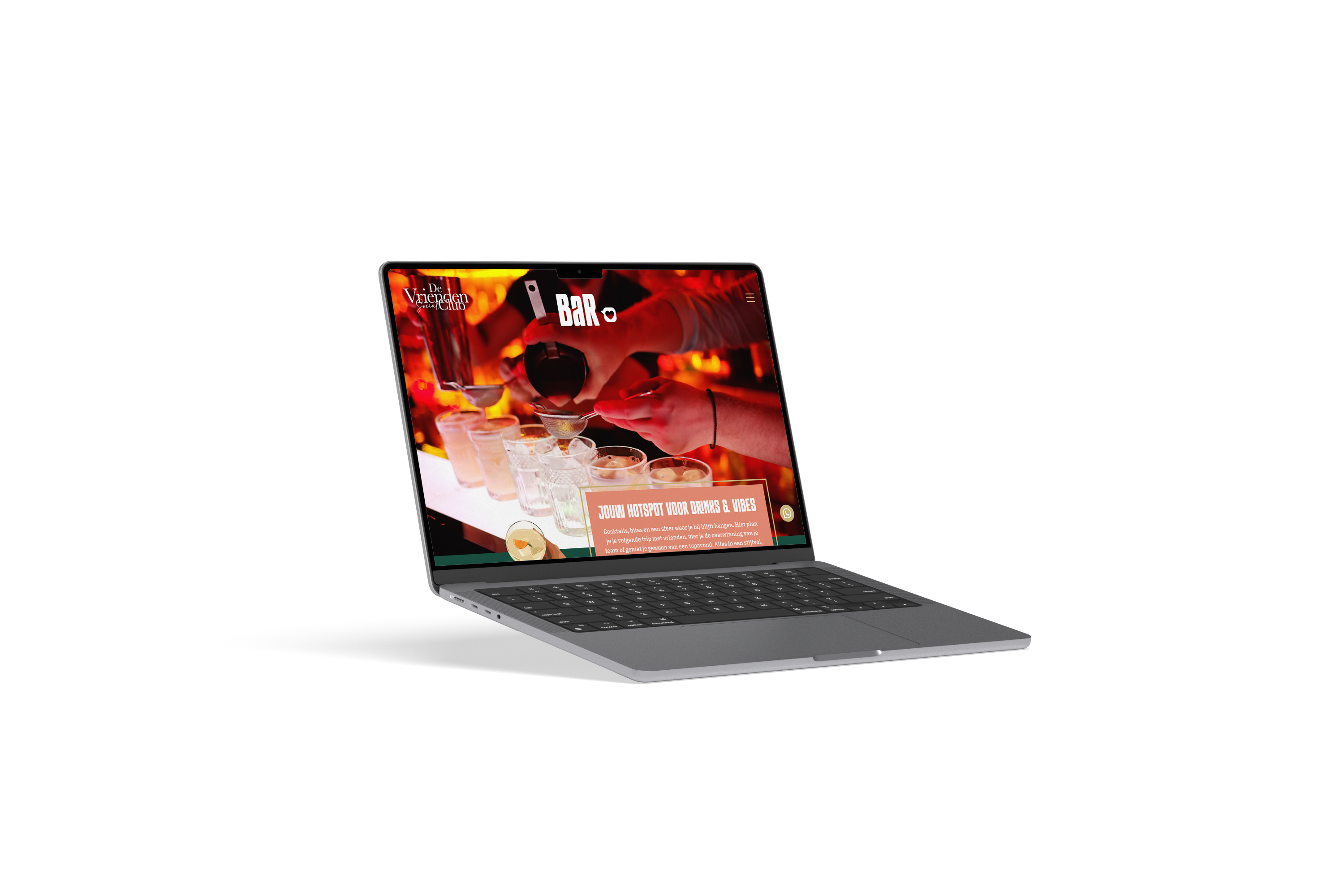 Laptop mockup: De Vrienden Social Club website