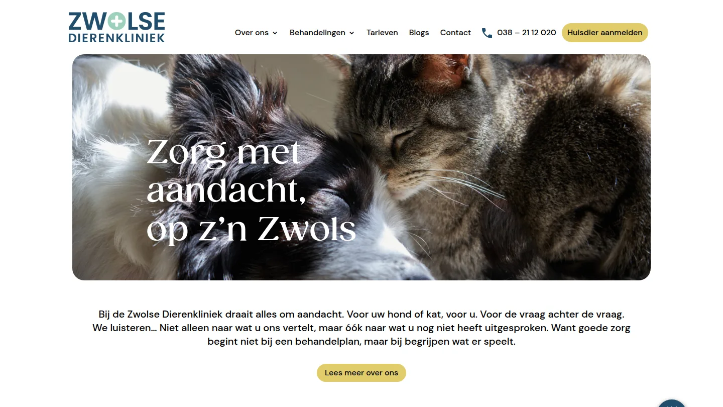 Homepage of dezwolsedierenkliniek.nl
